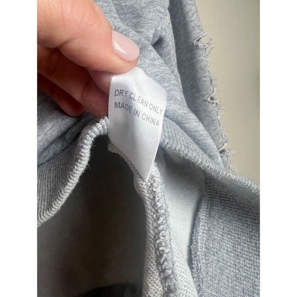 NUDE Grey Shredded Crop Sweatshirt Sz. M - Picture 3 of 6